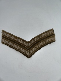 Uniform (Item) - RAAF Corporal's Rank Insignia , Khaki Cotton,  White And brown Embroidered Chevrons