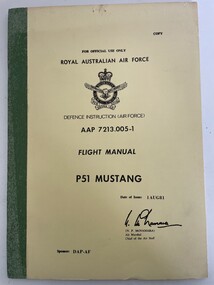 Manual (Item) - (SP) AAP 7213.005-1 RAAF P51 Mustang Flight Manual