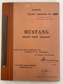 Manual (Item) - (SP) AAP RAAF Pub 660 Mustang Weight Sheet Summary - Second Edition