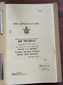 Document - (SP) AAP 7213.001-6-1 Mirage 111 0 Aircraft Planned Servicing Schedule Before Flight Servicing, RAAF