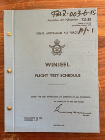 Document (Item) - (SP) AAP 7212.003-6-15 721:85 RAAF Winjeel flight test schedule, 3 copies