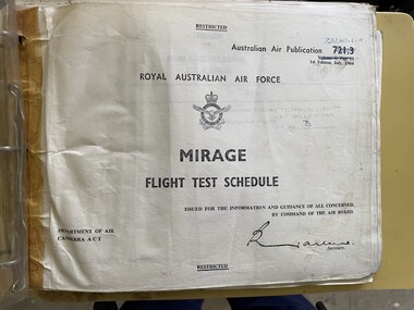 Manual (Item) - (SP) AAP 7213.003-6-15 RAAF Pub 721:3 Mirage Test Flight Schedule