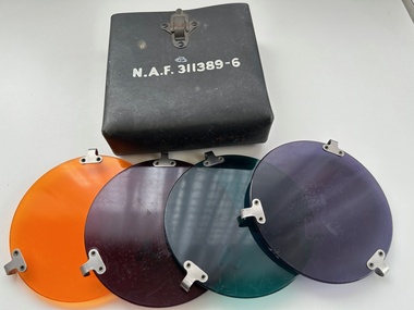 Accessory (Item) - Signal Light Lens Box Marked With N.A.F. 311389-6 , Without Lid, Complete with Four Coloured Lenses