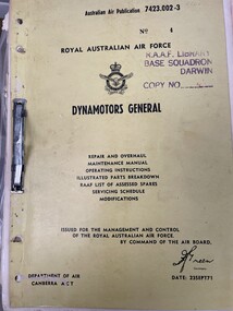 Manual (item) - AAP 7423.002-3 Dynamotors: General and Technical Information Repair and Reconditioning Instructions