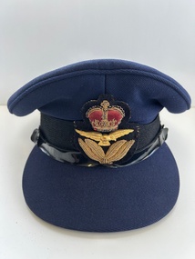 Headwear (Item) - RAAF Officers Peaked Visor Cap, Military Hat complete with hand embroidered bullion wire badge