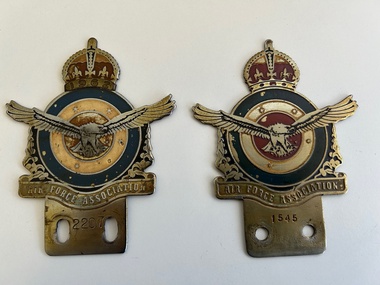 Badge (Item) - Air Force Association Car Badges 1 x 1962 No.2207 and 1 x No.1545