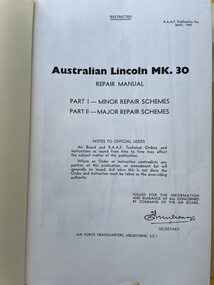 Manual (Item) - (SP) AAP 802 Australian Lincoln Mk30 Major and Minor Repairs