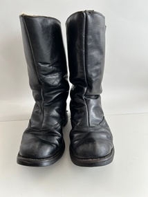 Footwear (item) - Flying Boots Black Leather With Woollen Fleece Lining