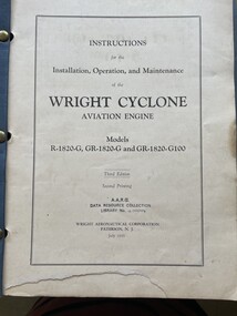 Manual (Item) - (SP) Wright Cyclone R-1820-G GR-1820-G and GR-1820-G100 - Installation Operation & Maintenance