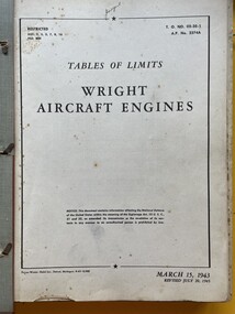 Manual (Item) - (SP) Wright Aircraft Engines- Table of Limits