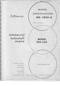 Document (item) - CAC History Alison Model 250-C20 turboshaft engine