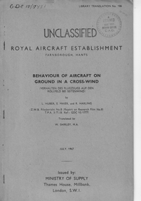 Document (item) - CAC History RAE Cross wind behaviour on ground aircraft