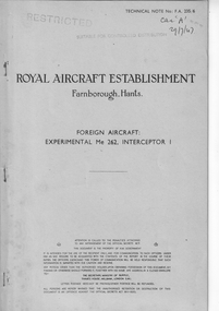 Document (item) - CAC History RAE Experimental Me262 Interceptor 1