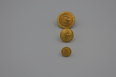 Uniform (item), Military Uniform Buttons, Royal Australian Airforce, sizes 6mm, 8mm & 12mm
