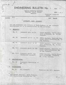 Newsletter (Item) - GAF Engineering Bulletin No.7 issue 5, Aircraft Mark Numbers - Beaufort, Beaufreighter, Beaufighter, Lincoln, Canberra and Jindivik