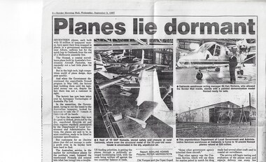 Newspaper (Item) - Border Morning Mail - "Planes lie dormant" 2 Nov 1987 (GAF Nomad fleet of 17)