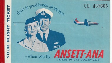 Document (item) - Ansett-ANA , System Of The Golden Jets, Flight Ticket, Hand Written