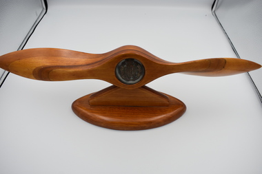 Award (item) - Commemorative Wooden RAAF Propeller Desk Display - Issued to Cpl Grace Wood 94597