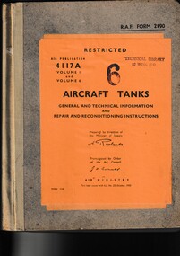 Manual (Item) - AP 4117A Vol 1 and 6 Aircraft Tanks General and Technical Information and Repair and Reconditioning Instructions