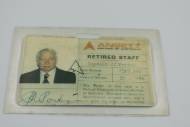 Photograph (item) - Identification Card For Captain J. Porter