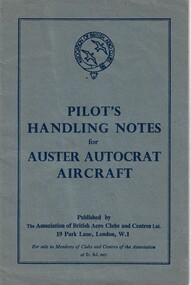 Booklet (item) - Pilot's Handling Notes for Auster Autocraft Aircraft