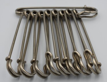 Clothing (item) - Safety Pins, Heavy Duty , S/S, Set Of 8.Owned by B.D.Frary
