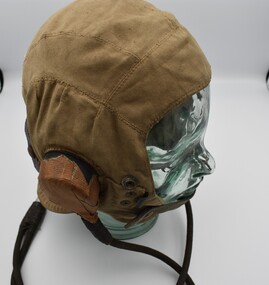 Headwear (item) - Flying Helmet RAF Type D Canvas Tropical, Owned By B.D.Frary