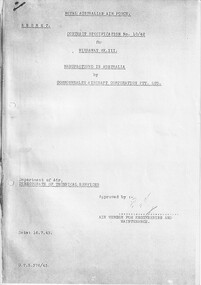 Document (item) - (SP) RAAF Contract Specification No 10/42 for Wirraway Mk III for manufacture by Commonwealth Aircraft Corporation