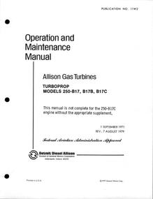 Manual (Item) - (SP) Allison Gas Turbines Operation and Maintenance Manual Turboprop 250-B17 250-B17B 250-B17C