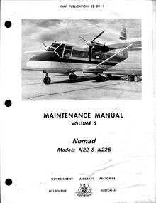 Manual (item) - (SP) CAC Collection - GAF Pub 12-20-1 Nomad Models N22 and N22B Maintenance Manual Vol 2