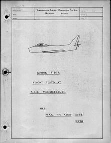 Document (item) - Sabre F-86A Flight Tests at R.A.E., Farnborough, R.A.E T.N. Aero 2252 and 2270, Sabre F-86A Flight Tests at R.A.E., Farnborough