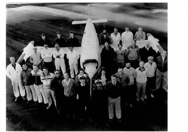Photograph (item) - GAF Collection - Jindivik B & W Photo - Build Staff - 31 Names Unknown (4 copies), GAF Collection - Jindivik B & W Photo - Build Staff