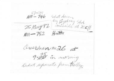 Document (item) - GAF Collection - Paper note on fates of N11-746 and N11-752