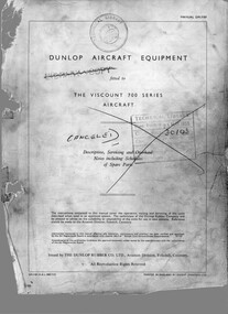 Manual (item) - (SP) Viscount 700 Dunlop Aircraft Equipment Schedule of Spare Parts