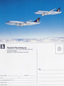 Postcard (item) - Postcard Ansett Australia Boeing 747 & A320