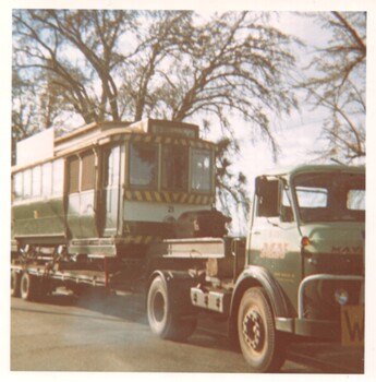 Ballarat 21 loaded on a truck for AETM Adelaide