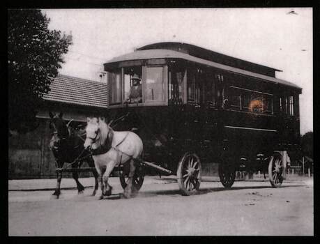 Geelong tram body being delivered from the Railway Station c1924
