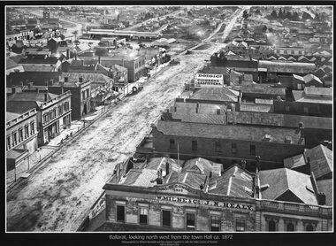 "Ballarat looking north west from the Town Hall ca 1872" - Black & White copy photograph