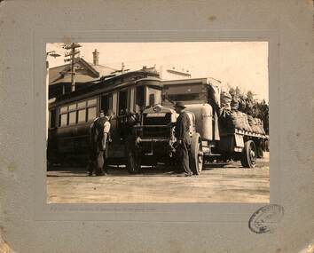 Black and White Photograph - Geelong Tram 22 in an accident