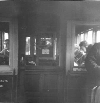 Interior view of No. 42, showing the PMTT logo in the glass fitted to the door.
