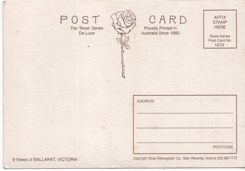 Ballarat 9 views - Rose Stereograph rear