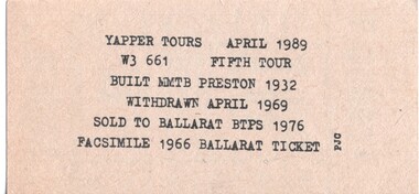 Tour Ticket - Yapper Tours - April 1989