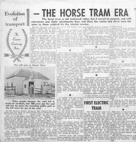 Newspaper cutting - "The horse tram era"