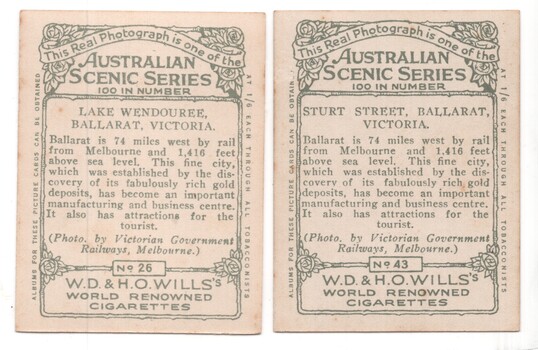 Cigarette card - Ballarat - WD HO Wills - rear