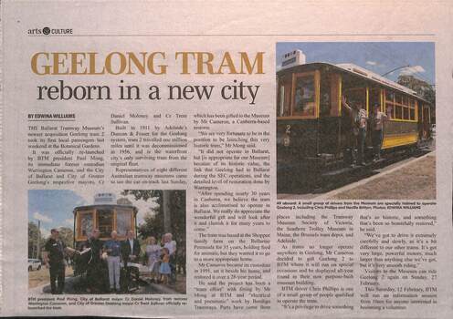 Newspaper - Geelong tram reborn in a new city