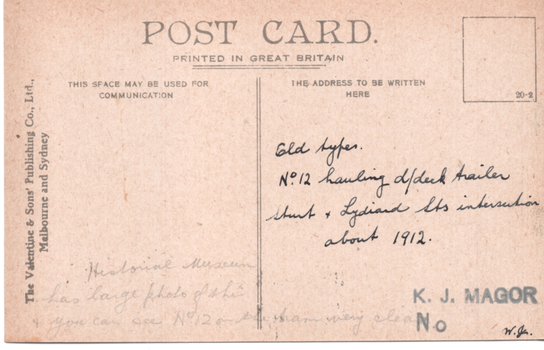 "Town Hall and Sturt St Ballarat", - rear of 2nd colour copy - note to Ken Magor from Wal Jack