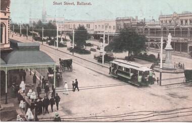 Postcard - looking west along Sturt St at Armstrong St