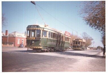 1 - Colour print of Ballarat trams 18 and 37 at Victoria St terminus - AETA Tour 21-4-1962