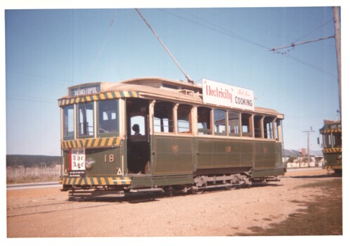  3 - Colour print of Ballarat trams 18 and 37 at  the Sebastopol  terminus - AETA Tour 21-4-1962