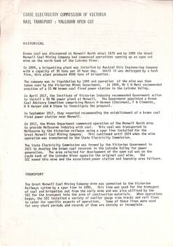 Cover sheet - 'State Electricty Commission of Victoria Rail Transport: Yallourn Open Cut"